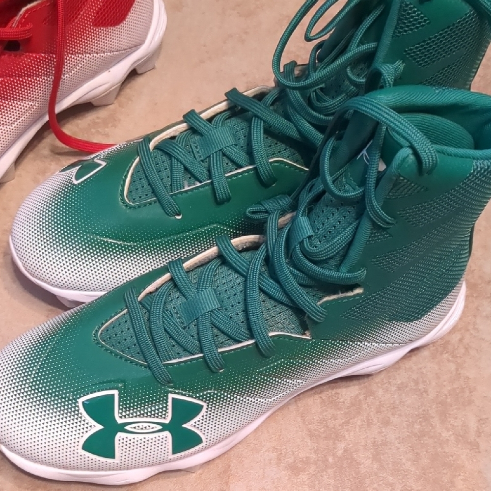 Under Armour Green and White High-Top Sneakers